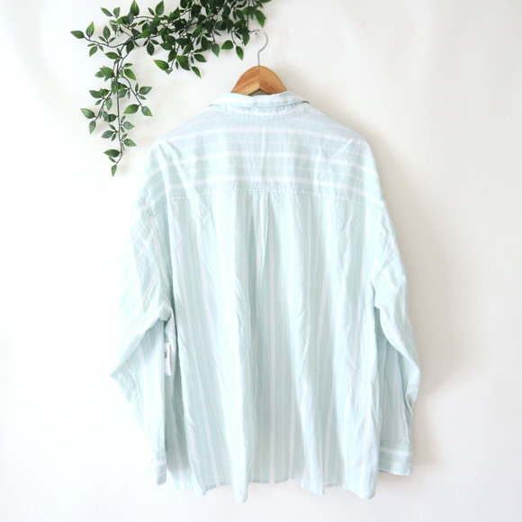 Old Navy Women's Blue Striped Button Front Rayon Blend Swing Top Size XXL - Picture 3 of 4